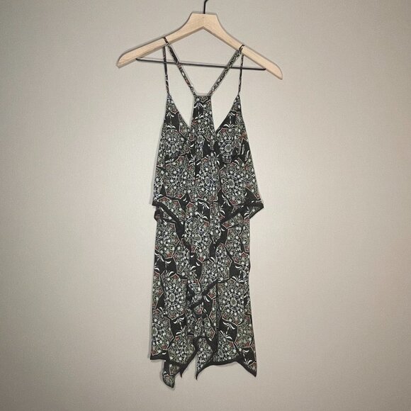 Women's S Intimately Free People Floral Mini Slip Rare Lace Hem Black Print - Picture 3 of 6